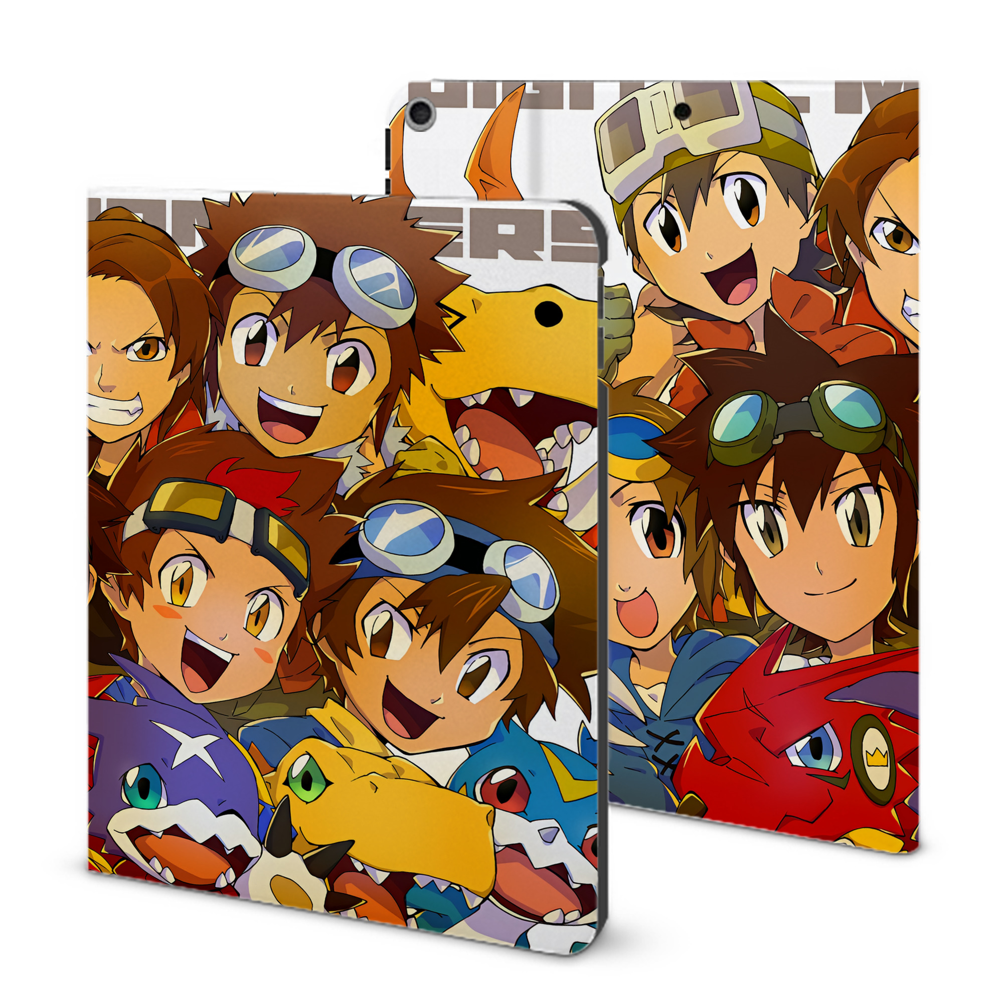 （画像用） Digimon デジタルモンスター/デジモン IPad ケース ブック型 PUレザー TPU 耐衝撃 軽量 薄型 ペン収納なし 全面保護 IPad 各モデル対応